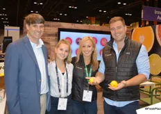 The team of Apeel Sciences is ready to release Apeel- treated citrus. From left to right: Andy Hamilton, CEO with EcoFarms, Camille Hanna, Michelle Masek and James Rogers with Apeel Sciences. James proudly shows the difference between a lemon that's treated with Apeel versus a non-treated lemon.