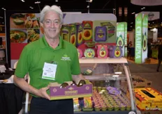 Mark Schweihs with Freshcourt shows a new 2 kilogram box of avocados.