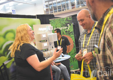 Kelley Nicholson from Autogrow Systems explaining the companies' products 