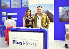 Jesus Salas of Plast Textil together with their model Cynthia Posada of Plast Textil.