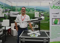 The booth of Ubiagro, they use drones dedicated to precision agriculture, with the special hardware it is possible to give the healthstatus of the crop.