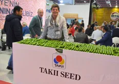 The cucumbers of Takii Seed, shown by Rogier Laurens