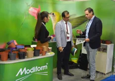 Kees van Beek with Modiform showing some or the many products to visitors