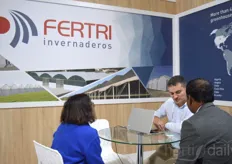 Tomás Pernas is busy at the booth of Fertri Invernaderos.
