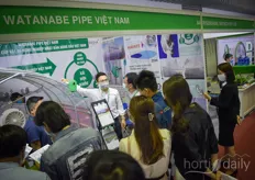 The team with Watanabe Pipe Vietnam, a Japanese company that gets involved in manufacturing, assembling and completing glass houses for agriculture in Vietnam for many years by now. 