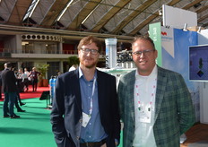 Jean René Filippi and Klaas-Jan de Ruiter (Ten Cate) are using the floor as their booth