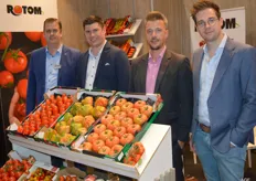 Marcel Biemans (team leader strawberries/soft fruit) of Coöperatie Hoogstraten, Tom de Winter, Philippe Degré and Peter Parms of Rotom. Rotom grows and trades many types of tomatoes.