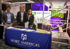 Daniel Lee with GE Current is in the booth with Brian Harris & Karla Garcia with Hort Americas.