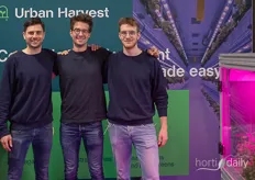 The men from Urban Harvest, Olivier Paulus, Tom Martens and Benjamin Flasse show their indoor farming solutions for strawberries