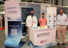 At the Geodesic stand, José Enrique Ayala, Sergio Valencia and Adolfo Rodríguez