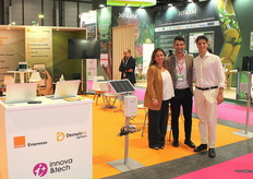 Paula Polo, José Guirado and Javier Fernández, at the stand of DemetrIA Agritech and Orange companies.