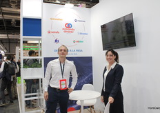 Álvaro Larrotiz and Julia Marsileau, at the Armando Álvarez stand.