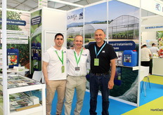 Fran Díaz, Luis Ángel Lobejón and Tomás Brignole, at the Quimsa stand - Norden Agro