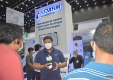 Always busy at the booth of Netafim with Tum Thanapon.