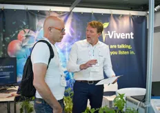 Carl Rentes with Vivent explains more about the company’s sensor solution to a visitor of the show