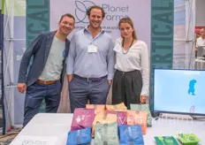 Roel Janssen, Daniele Benatoff and Benedetta Maisano with Planet Farms who gained lots of interest on their recyclable paper packaging