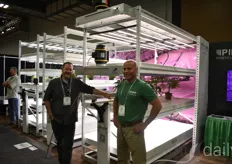 John Ritter and Brian Parrish showing off the Pipp Horticulture vertical grow racks