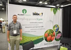 Jeff Mayer at the Biobest / Plant Products stand, which of course featured some real-life bees.