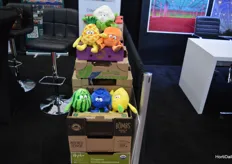 Special cuddly toys attracted attention at the booth shared by Crux Agribotics and MECA-PAC.