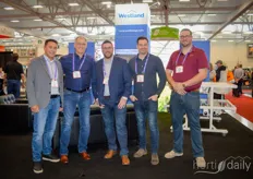 Nico Niepce (Alweco), David Eygenraam, Tyler Rodrigue, Russel Oliver and Curtis Rodrigue (Westland Greenhouse Solutions) discussed collaboration between the Dutch and Canadians.