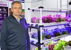 Aydin Harzadin, showing Tartes’ Plantekno LED grow lights and Horlicos lighting controle systems