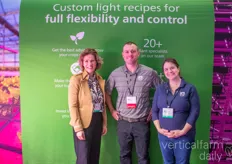 Blake Lange, Ellis Janssen and Allison Driskill with Signify highlighting their new grid lighting multi-bar for rack cultivation