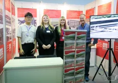 Otte Metallbau with from left to right Huy, the interpreter, Carina Sieger, Anna Tugowa and Jan Hoogewoning, technical consultant for Southeast Asia. The company producers mobile bench systems, rolling bench systems and other solutions for internal transportation. First time at Hortex. 