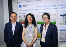 Shanghai Yongor produces thermal screens, shade screens, insect nets, window nets, ground covers and thermal insulation screens. The company was active in Vietnam in the past and is revisiting the market. On the photo are Jackie Ma, Zoe Zhang and Emily Zhang. 