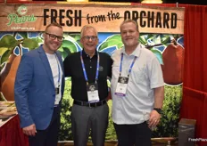 Bob Catinella of USA Pears is flanked by Justin Bloss and Scott Martinez with Rivermaid Trading Company.