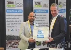 Siby Joseph and Wim Roosen with Dutch Plantin, showing the various coco products.