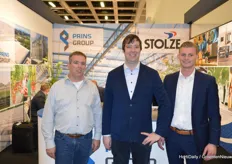 Theo Stolze of Stolze Agro Technics, Jelle Boeters and Tom van Veen of Prins GroupStolze is a specialist in the field of automation, lighting, irrigation technology, high pressure fog and heating for modern horticulture. Prins Group offers The Total Growing Solution.