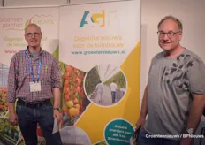 Jos Hilkens, mushroom expert at Advisie, and Marcel Cuijpers of Snack Products do a tour of the fair.